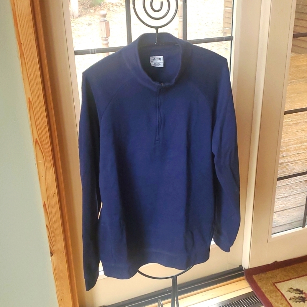 ADIDAS 1/4 zip Navy Blue Long Slv  Pullover‎ Sz. L Sweater